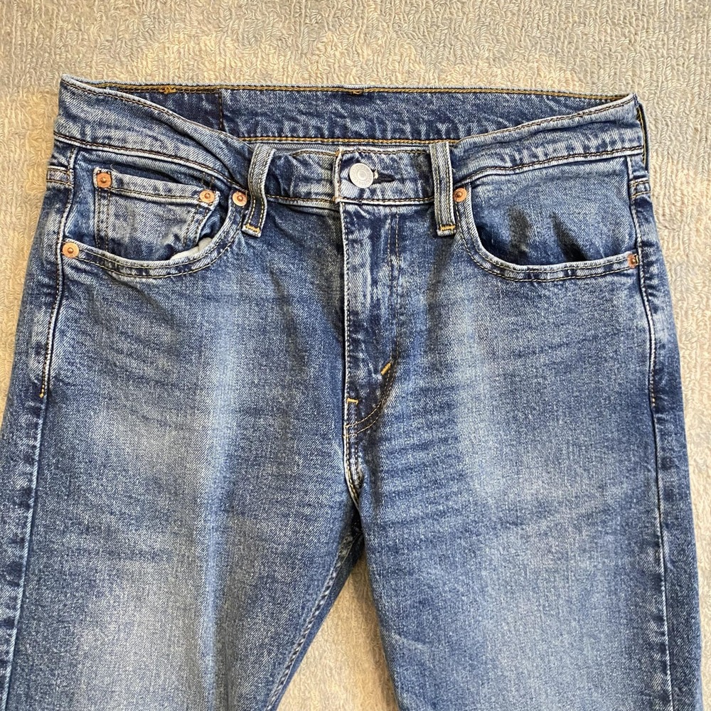 Levis 502 Jeans Mens 30x30 Blue Medium Wash Regular Taper Stretch Denim Pants - Picture 2 of 14